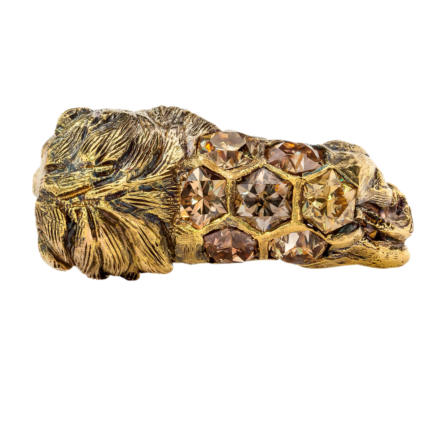 LIONESS RING, 5.56 cttw, HONEYCOMB-HEXAGON DIAMONDS, 18K