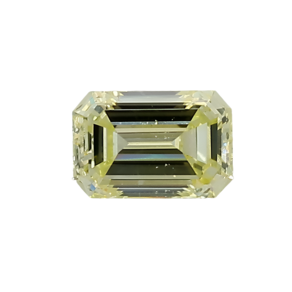 EMERALD CUT   0.43 CARAT  FANCY YELLOW	 VS2    G	  G	N	GIA	2185386277