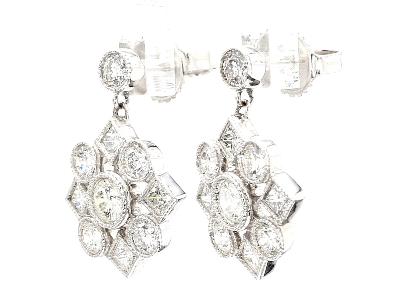 DIAMOND EARRINGS, 1.90 CARAT TOTAL WEIGHT, 18K WHITE GOLD