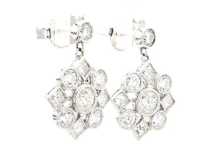 DIAMOND EARRINGS, 1.90 CARAT TOTAL WEIGHT, 18K WHITE GOLD