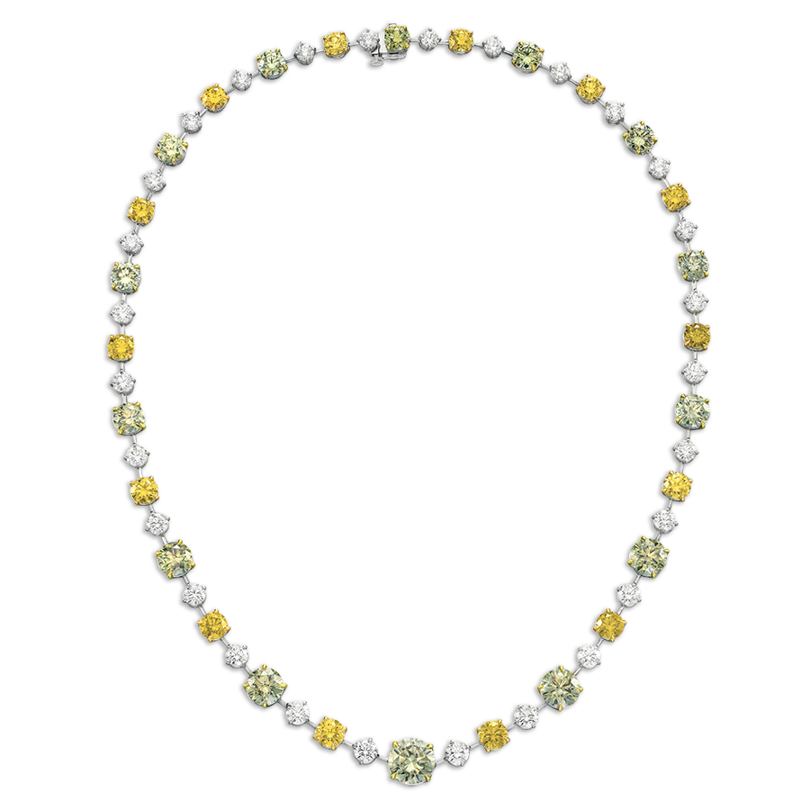 MOSS : COLORED AND WHITE DIAMOND NECKLACE, 18K