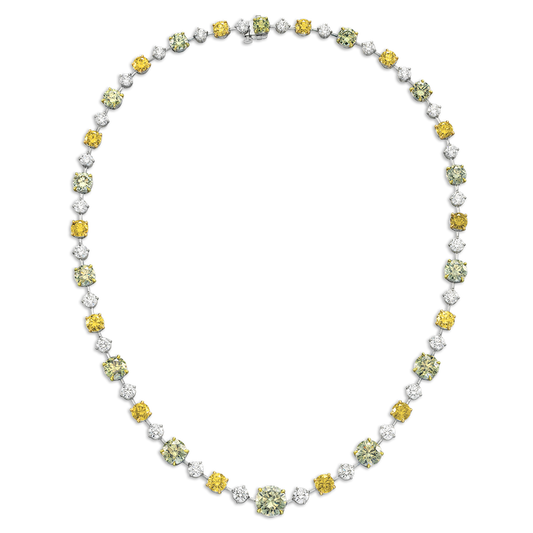 MOSS : COLORED AND WHITE DIAMOND NECKLACE, 18K