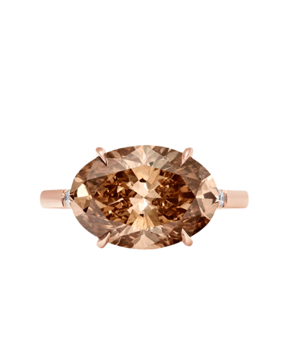 FANCY COGNAC-CINNAMON COLORED DIAMOND RING, 18K GOLD