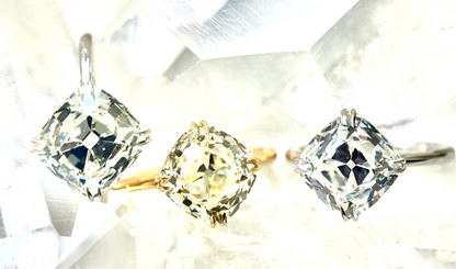 OLD MINE CUT DIAMOND RINGS, 18K GOLD OR PLATINUM