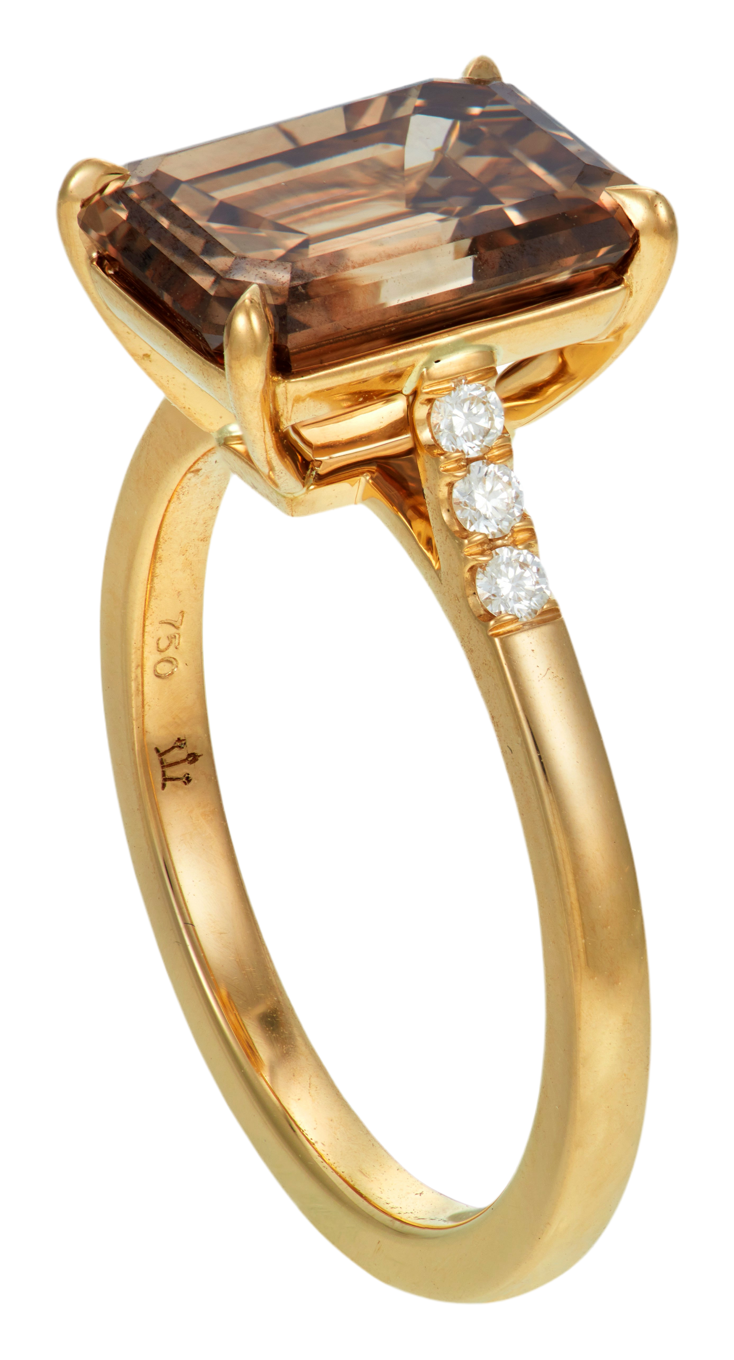 FANCY COGNAC-CINNAMON COLORED DIAMOND RING, 18K GOLD