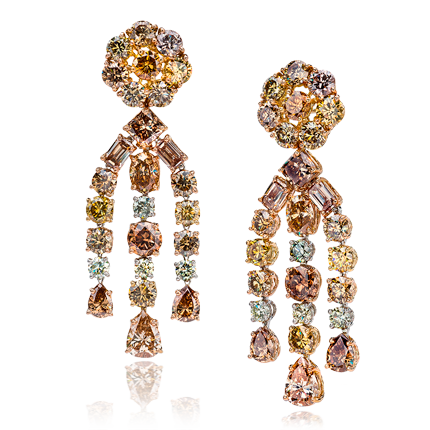 MIXED CUTS DIAMOND EARRINGS, 18K