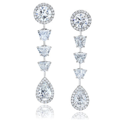 ROUND AND SHIELD CUT DIAMOND EARRINGS