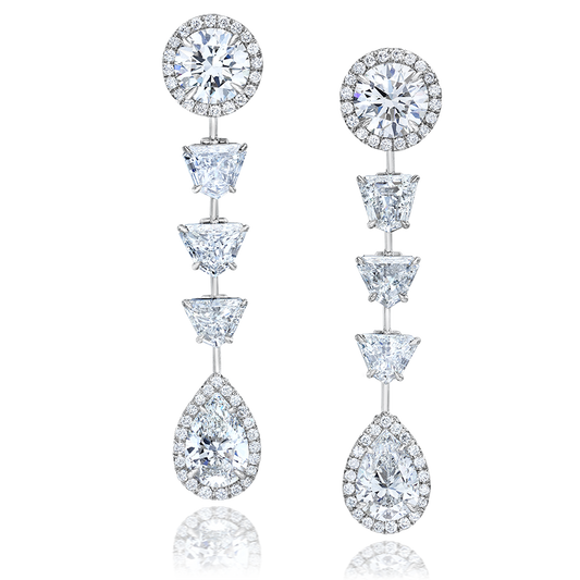 ROUND AND SHIELD CUT DIAMOND EARRINGS