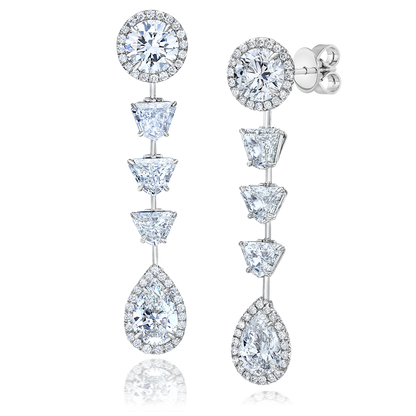 ROUND AND SHIELD CUT DIAMOND EARRINGS