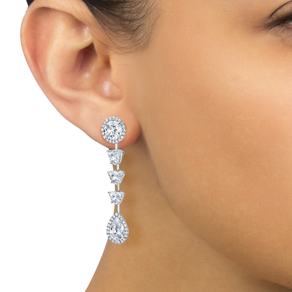 ROUND AND SHIELD CUT DIAMOND EARRINGS