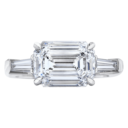 EMERALD CUT DIAMOND RING, 18K