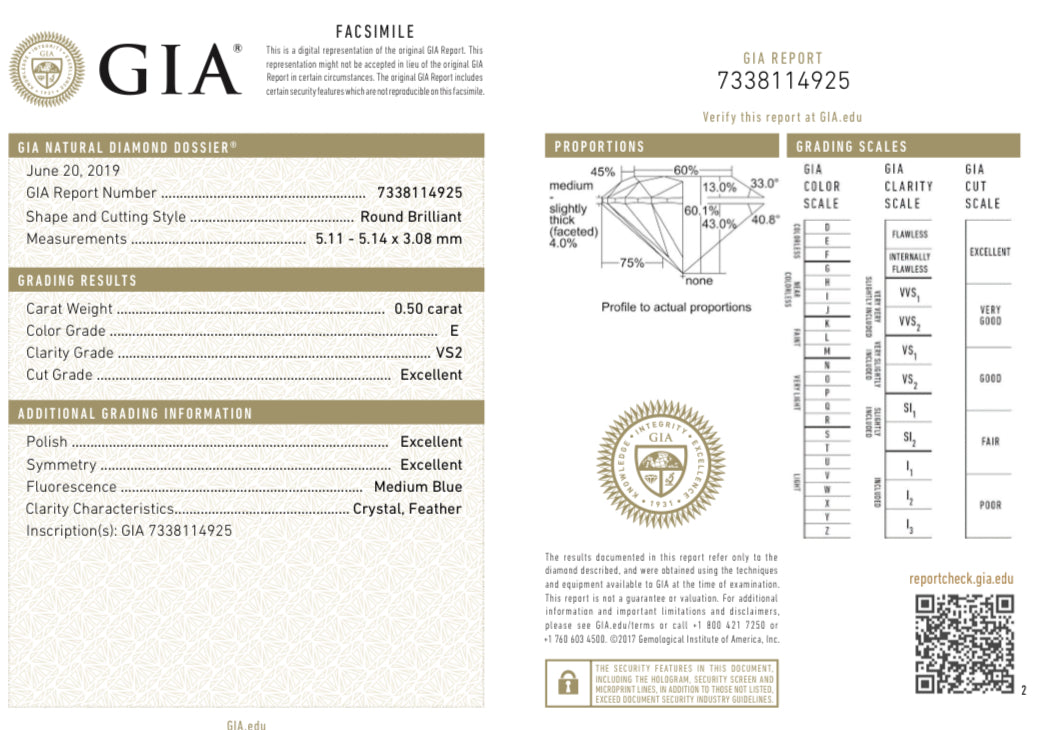 ROUND BRILLIANT 0.5 E	VS2	 EX	EX	EX	MB	GIA	7338114925