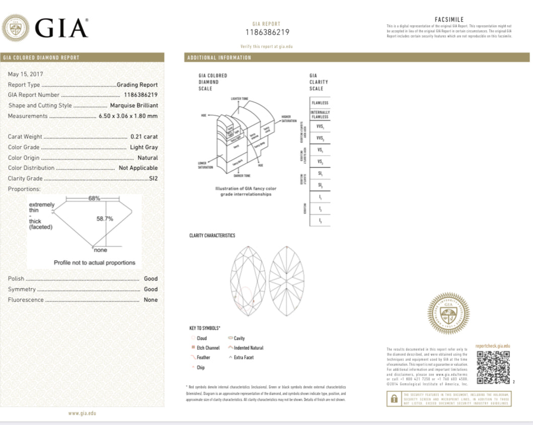 MARQUISE CUT	0.21 CARAT	FANCY LIGHT GRAY	SI2	G	G	N	GIA	1186386219
