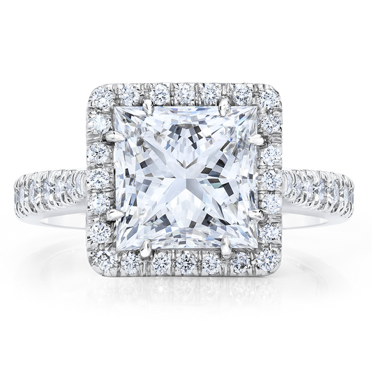 ENGAGEMENT RING PRINCESS CUT DIAMOND RING, 18K GOLD OR PLATINUM