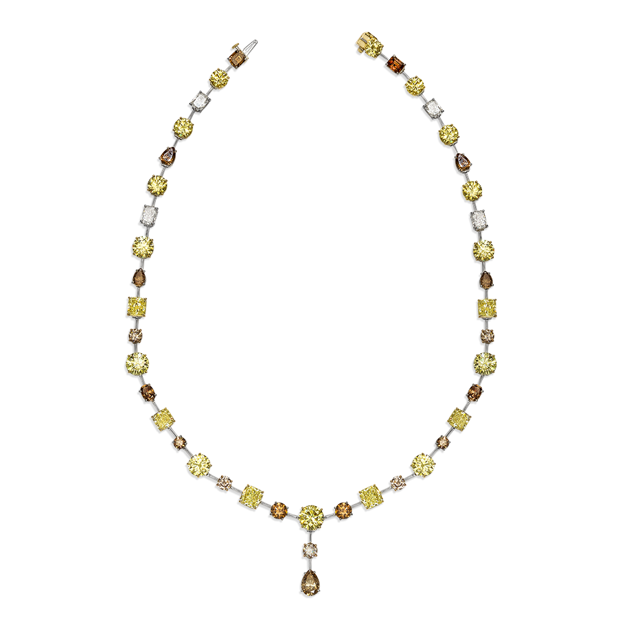 DIAMOND NECKLACE, MIXED SHAPED AND MULTI COLORS