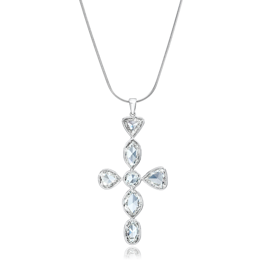 CROSS NECKLACE, ROSE CUT DIAMONDS, 18K GOLD OR PLATINUM