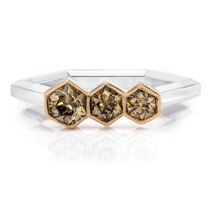 HONEYCOMB DIAMOND RING, 0.68 CTTW, PLATINUM and 18K ROSE GOLD