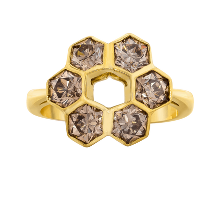 HEXAGON DIAMOND RING, 1CTTW, 18K YELLOW