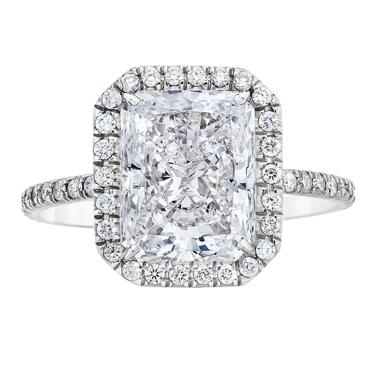 ENGAGEMENT RING RADIANT CUT DIAMOND, 18K GOLD OR PLATINUM