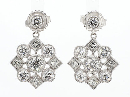 DIAMOND EARRINGS, 1.90 CARAT TOTAL WEIGHT, 18K WHITE GOLD